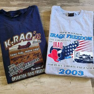 Vintage Operation Iraqi Freedom U.S. & K-RAQ n Radio Shirt Lot Of 2 Size XL 2000
